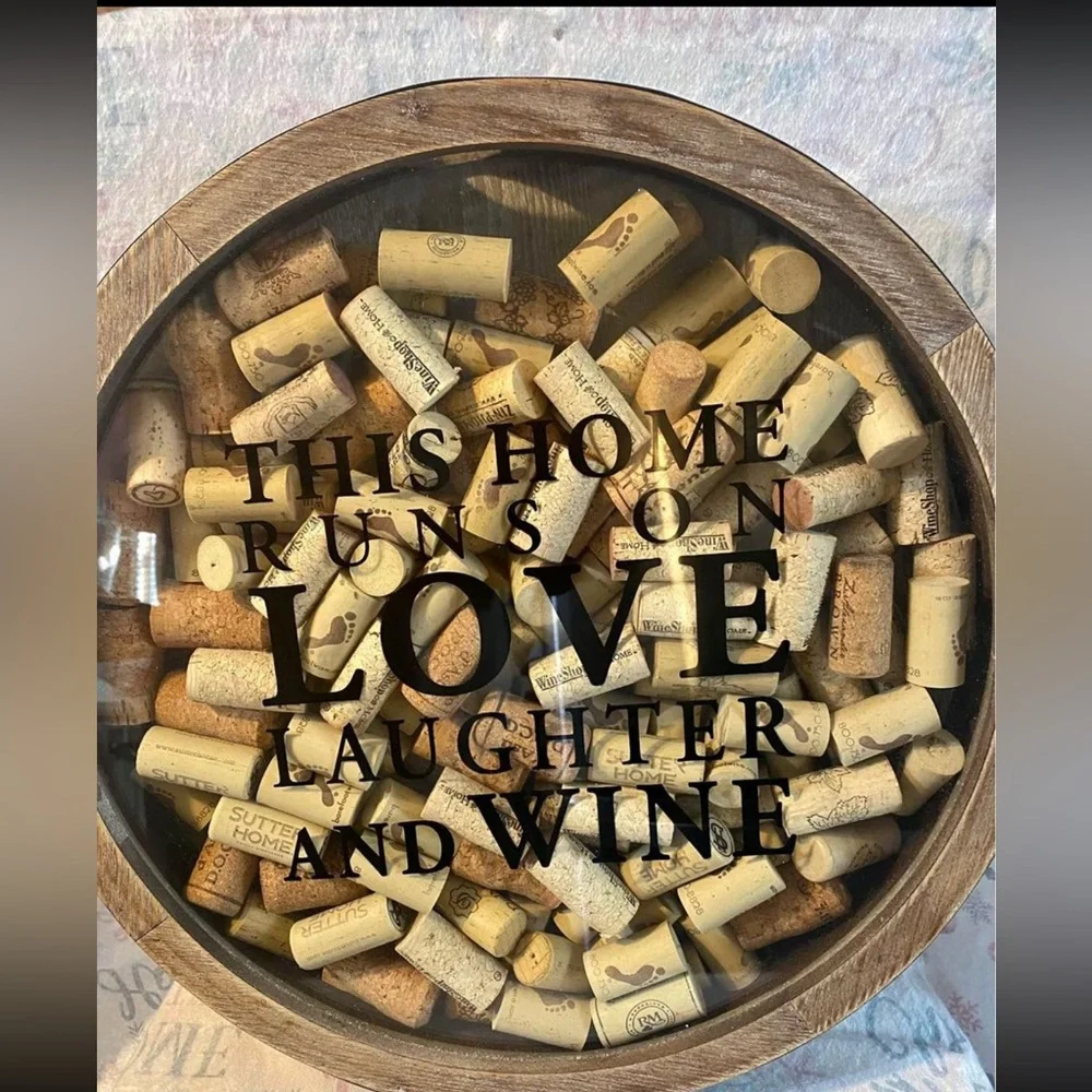 Wooden wine barrel look cork holder